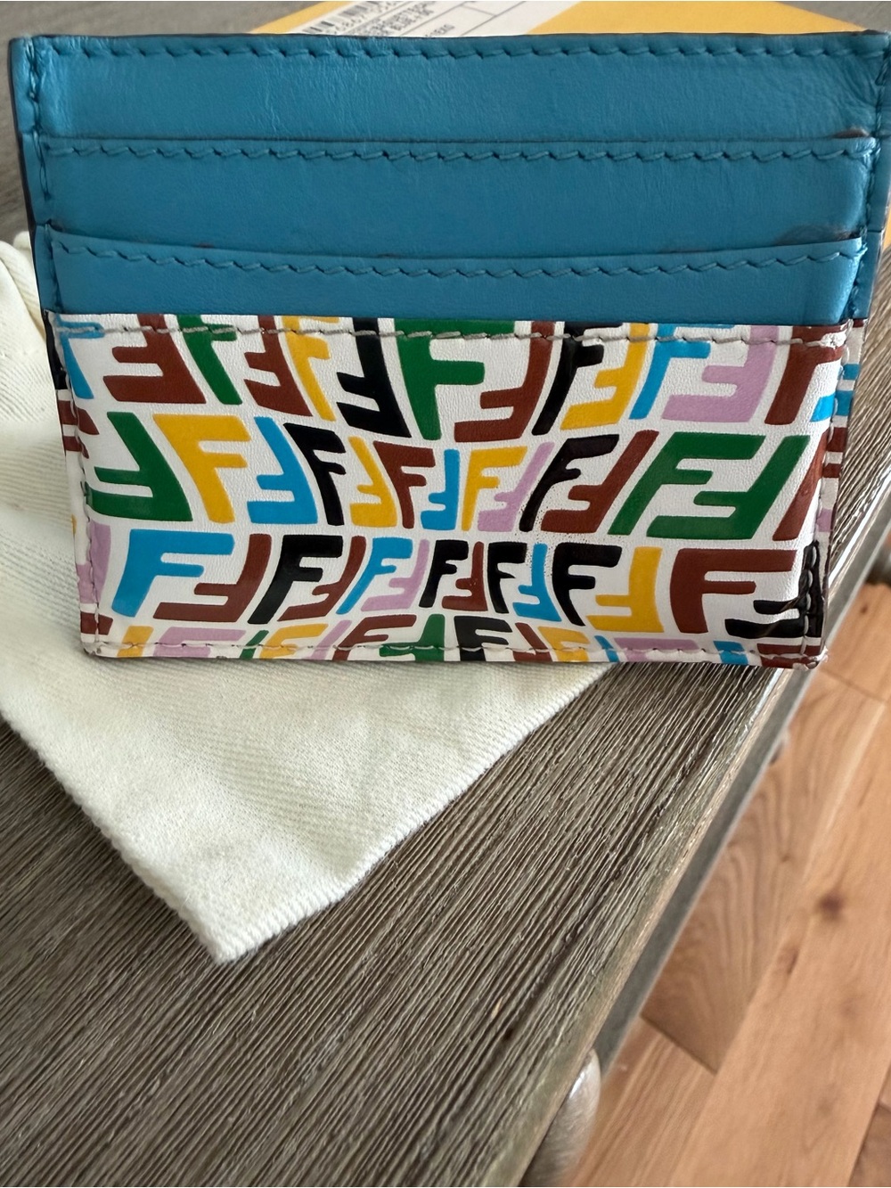 Fendi Multicolor Calf Leather FF Logo Card Case Wallet - Picture 9 of 9